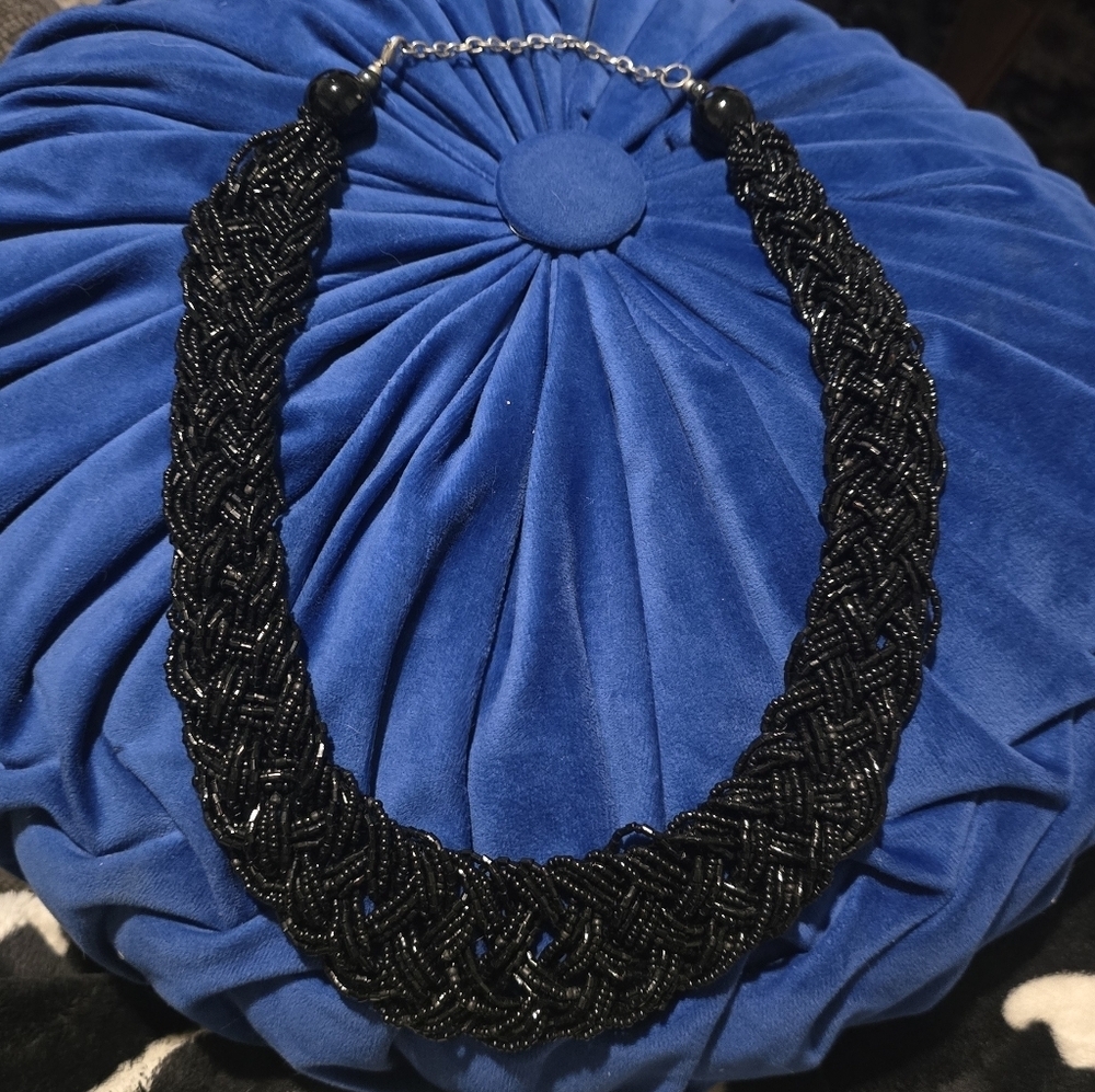 Vintage Glass Sead Bead Braided Necklace
